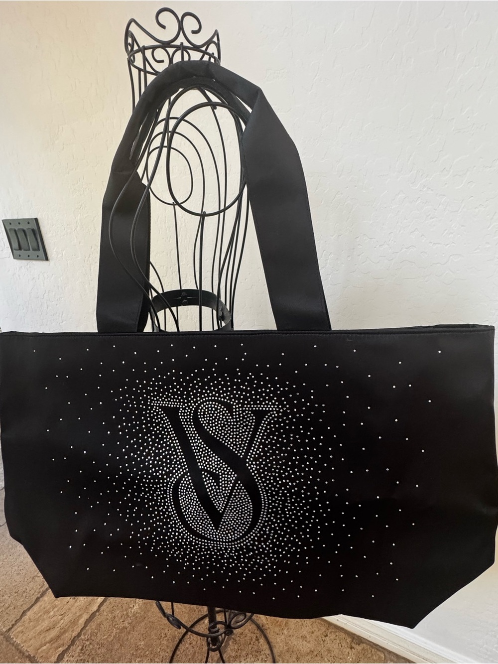 Victoria's Secret Black Tote with Rhinestone VS Logo - Picture 3 of 12